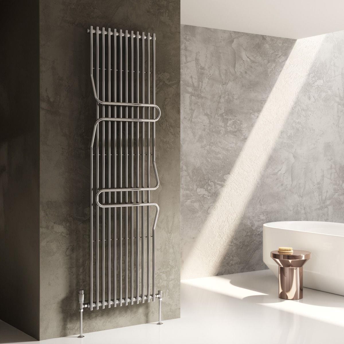 Reina Designer Towel Radiator Chrome Reina Aletta Mild Steel Central Heating Towel Radiator 1800 x 500mm