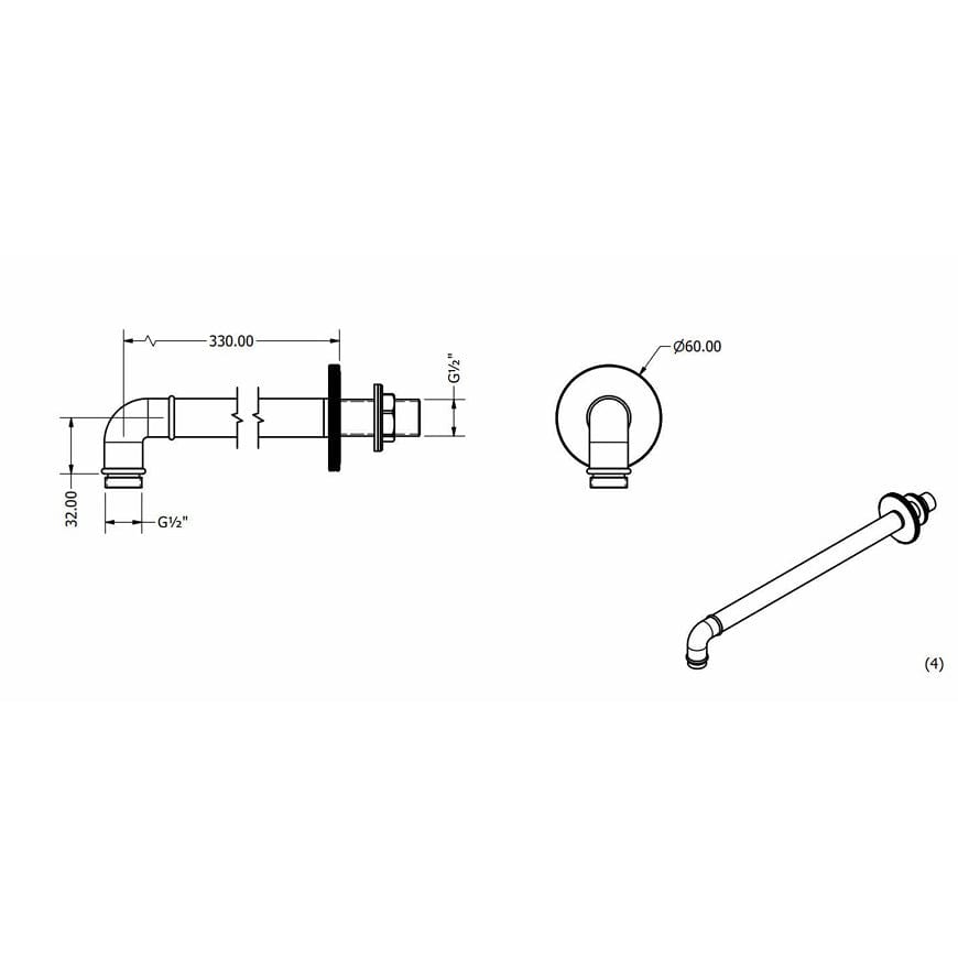 Crosswater Fixed Shower Arm Crosswater MPRO Industrial Wall Mounted Shower Arm