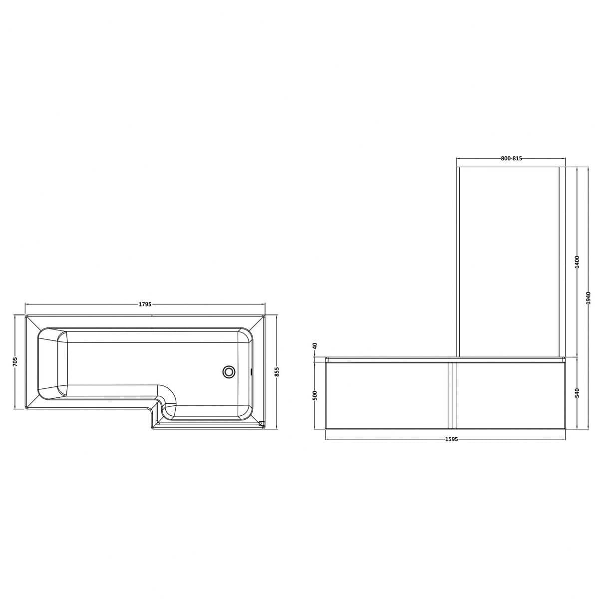 Aquarius Bathrooms L-Shaped Shower Bath Aquarius Urbano L-Shape Square Shower Bath Pack with Screen and Panel