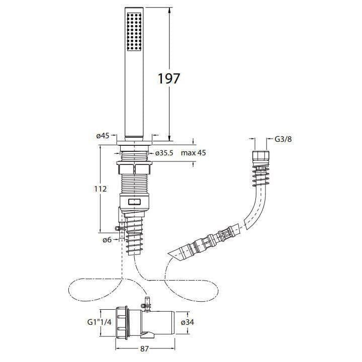 Crosswater Shower Handset Crosswater MPRO Follow Me Round Shower Handset and Hose