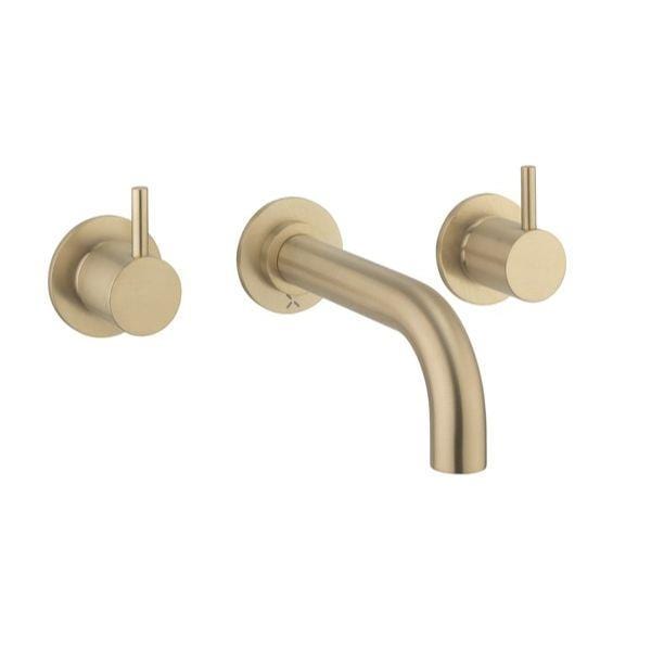 Crosswater Wall Mounted Bath Tap Brushed Brass Crosswater MPRO 3 Hole Wall Mounted Bath Filler Tap