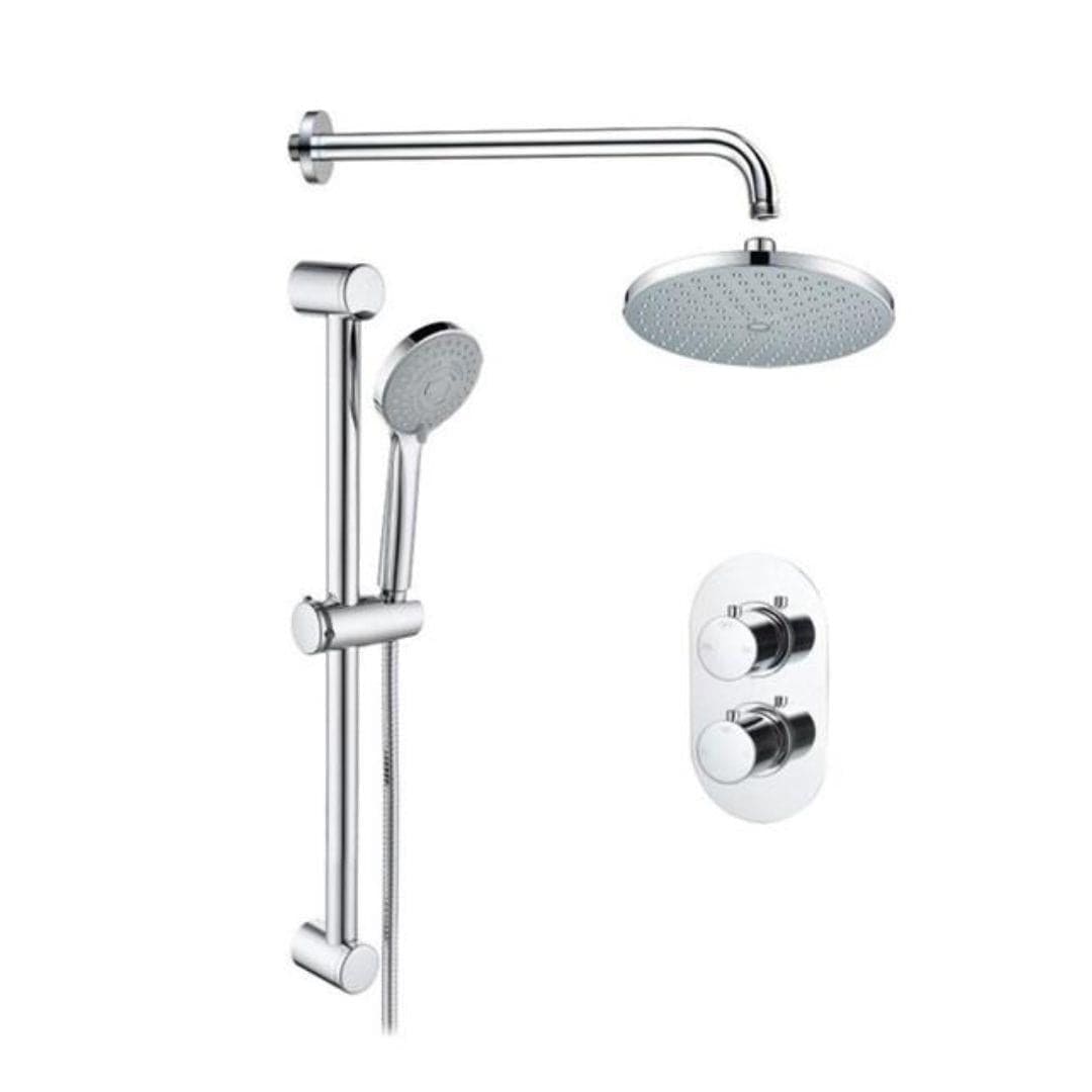 Aquarius Concealed Shower Set Chrome Aquarius Modern Round Shower Bundle With Riser