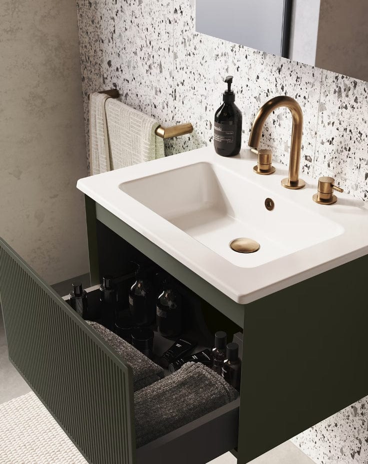 Saneux Wall Mounted Vanity Unit Saneux Monument Vanity Unit With Basin - 600 x 470mm - One Drawer - Wall Mounted