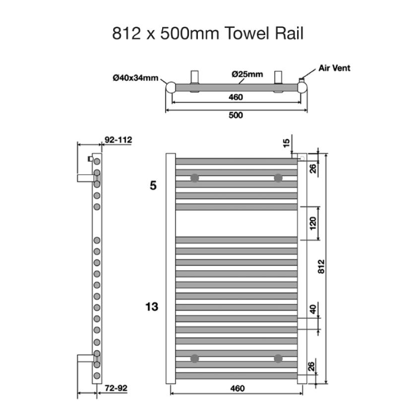 Tissino Ladder Rails Tissino Hugo2 Designer Towel Radiator in Chrome
