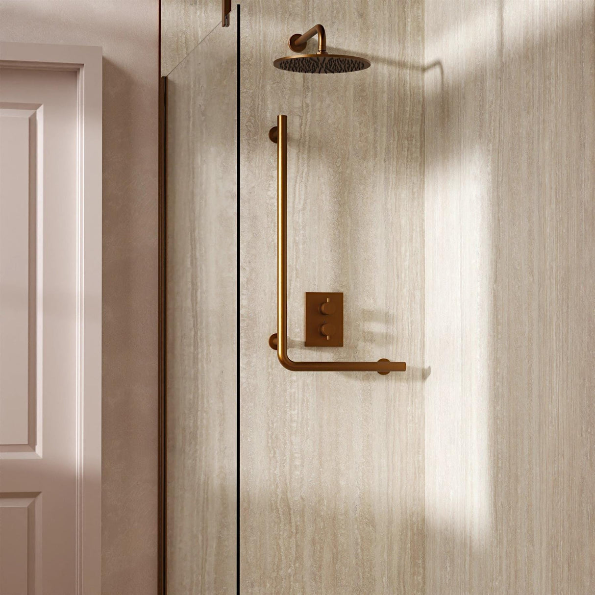 Crosswater Grab Rail/Bar Brushed Bronze Crosswater Right Angle Grab Bar