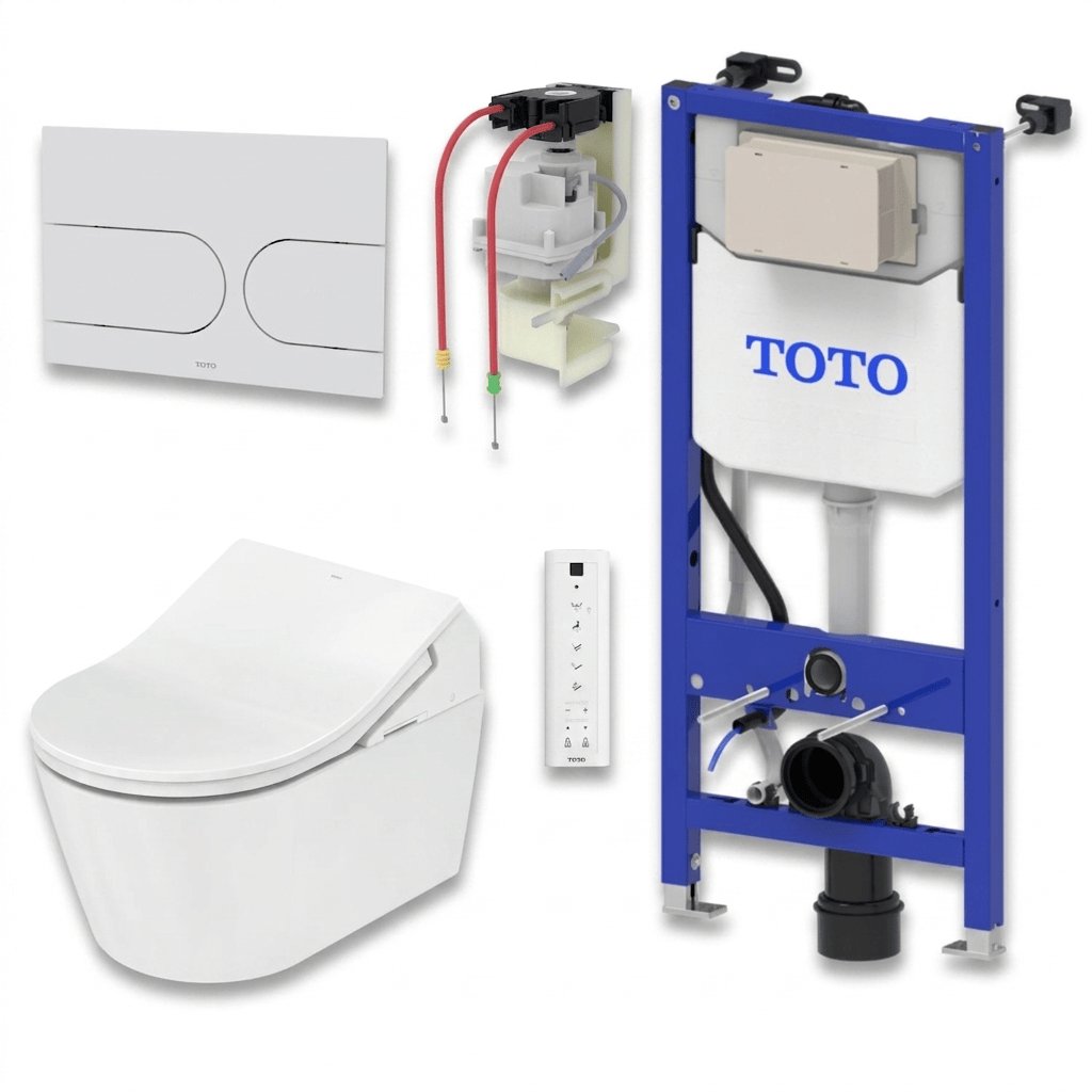 TOTO Smart Toilet Matte White TOTO RX Wall Hung Rimless Washlet® Smart Toilet Complete Auto Flush Pack