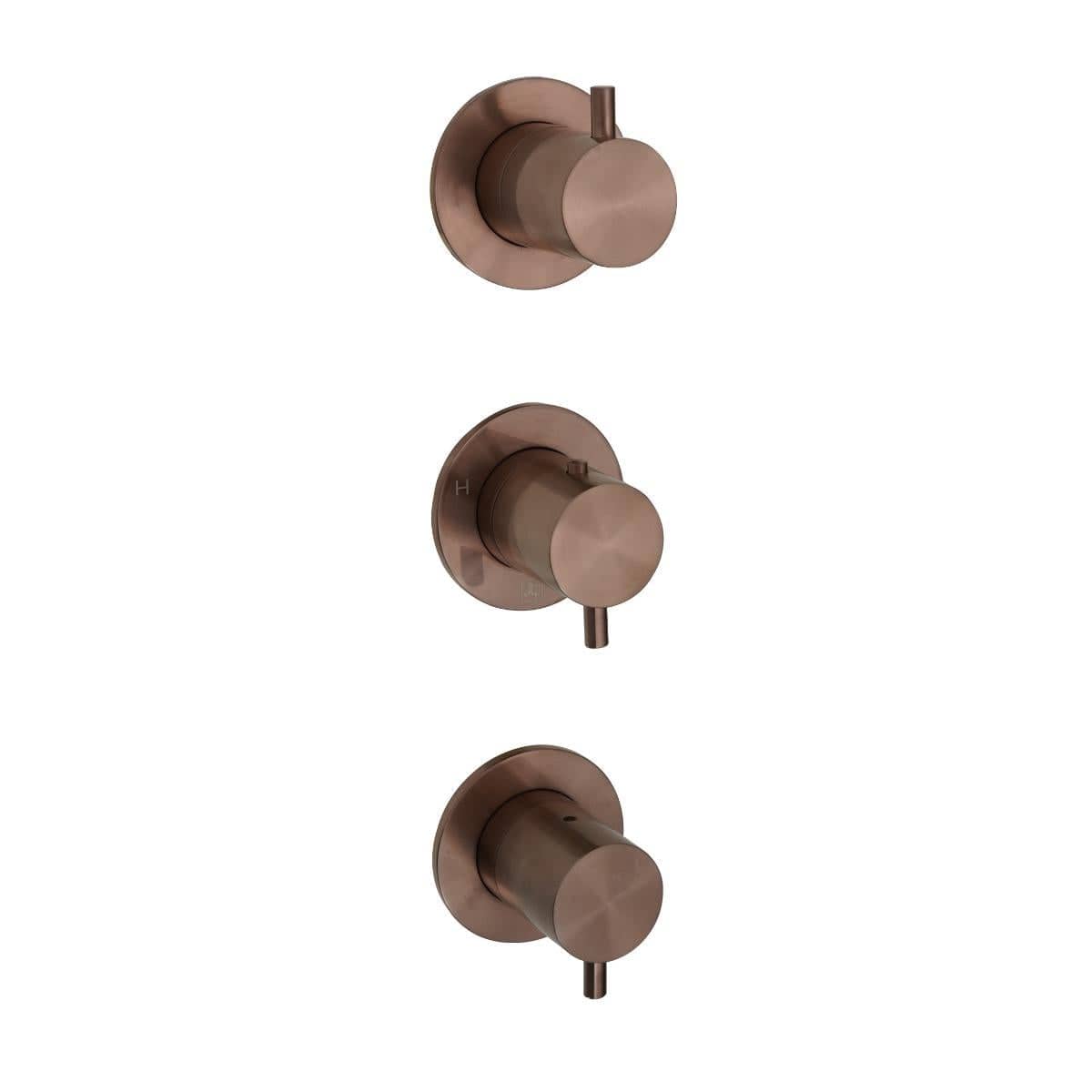 JTP Concealed Shower Valve Brushed Bronze JTP VOS Modular Thermostatic Concealed 3 Outlet Shower Valve