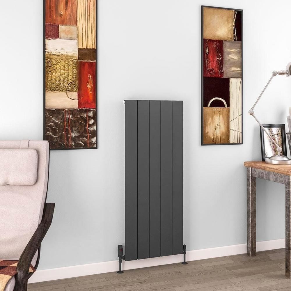 Eastbrook Panel Radiator 1200 x 470 / Dual Fuel Eastbrook Charlton Vertical Aluminium Designer Radiator in Matt Anthracite