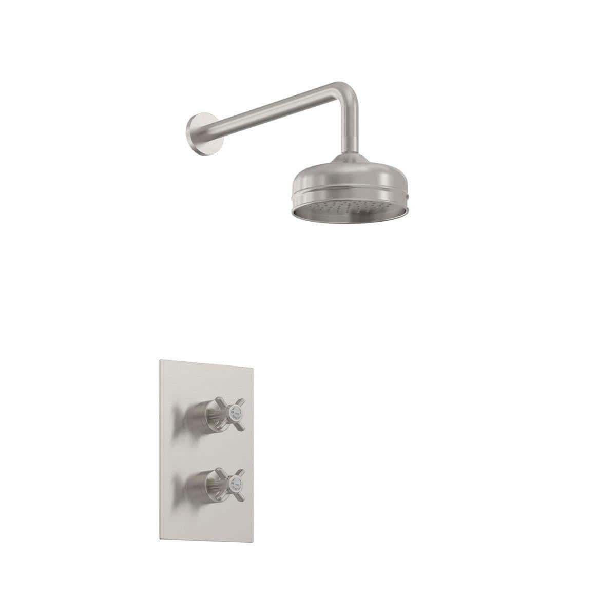 Heritage Concealed Shower Set Brushed Nickel Heritage Dawlish Concealed Shower with Premium Fixed Head Kit