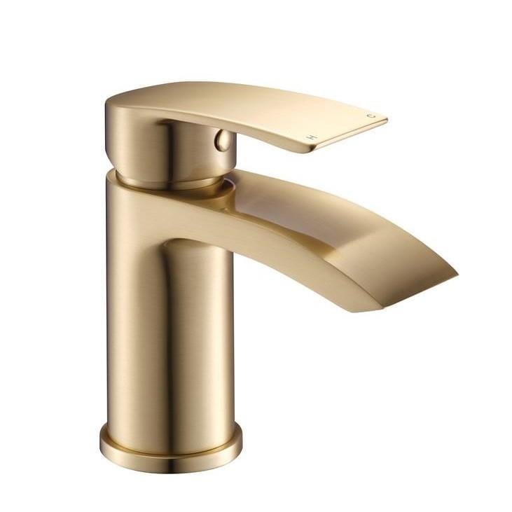 Aquarius Mono Basin Tap Brushed Brass Aquarius Arc Mono Basin Mixer Tap with Waste