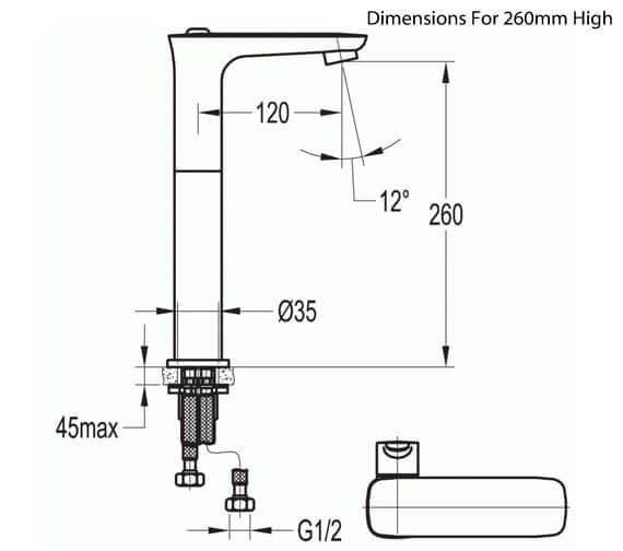 Flova Mono Basin Tap Flova Urban Tall Basin Mixer Tap with Clicker Waste in Diamond Chrome