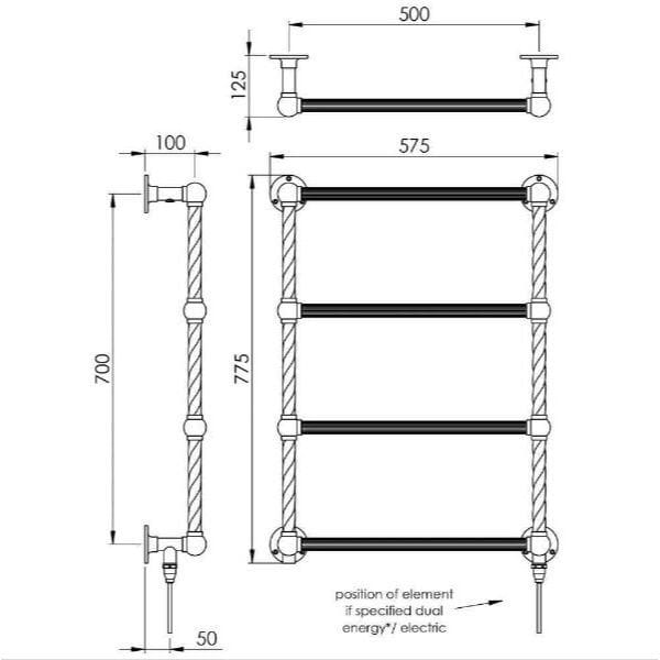 Vogue Traditional Towel Rail Vogue Colonnade Straight Traditional Towel Radiator in Chrome