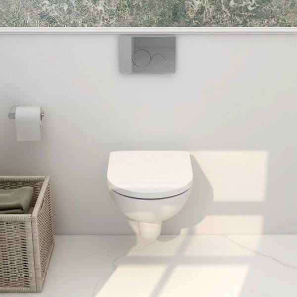 Imex Wall Hung Toilet Imex Ivan Rimless Wall Hung Toilet with Soft Close Seat in White