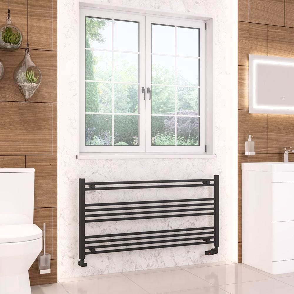 Eastbrook Wendover Straight Vertical Heated Towel Rail in Matt Black