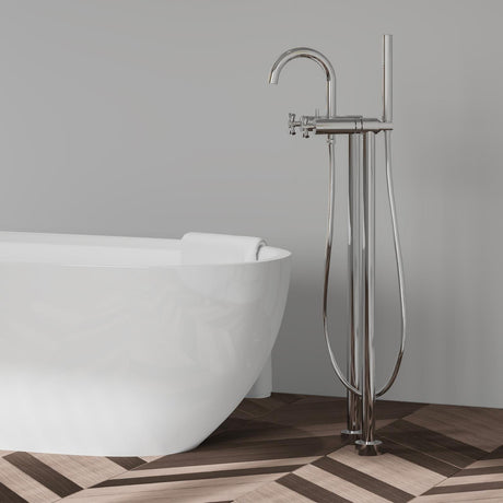 Flova Freestanding Bath Filler Flova XL Floorstanding Bath and Shower Mixer Tap with Shower Kit in Diamond Chrome