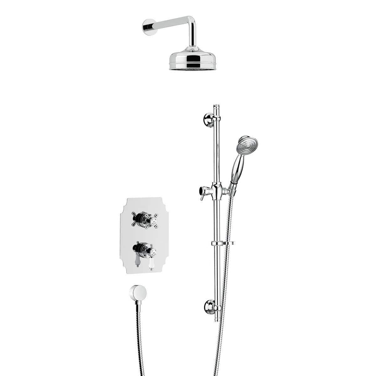 Heritage Concealed Shower Set Chrome Heritage Glastonbury Concealed Shower with Deluxe Fixed Shower Head and Premium Riser Rail Kit