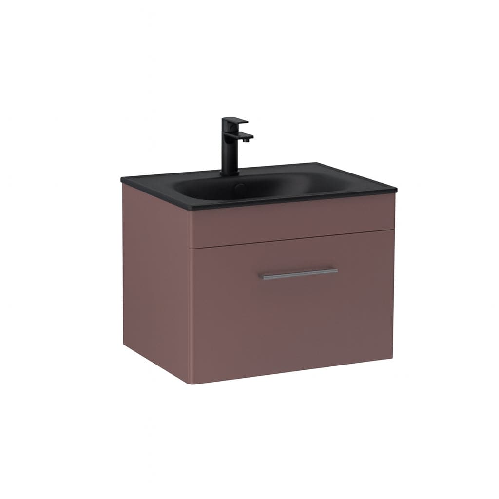 Imex Wall Mounted Vanity Unit Plum / Black Imex Croma Wall Mounted Single Drawer 600mm Vanity Unit with 1 Tap Hole Basin