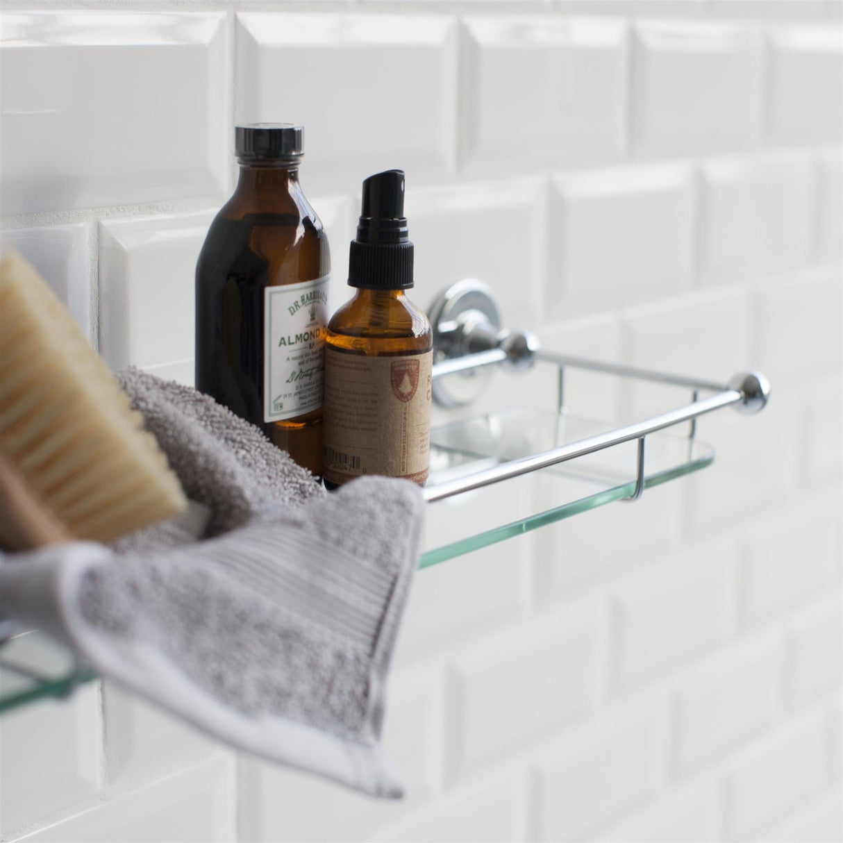 Burlington Shelf Burlington Glass Shelf With Rail in Chrome