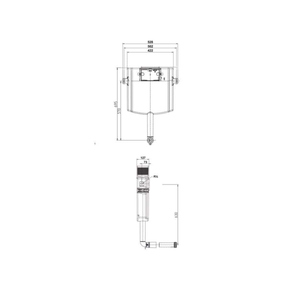 ROCA Concealed Cistern ROCA Duplo S Tank Under Window Adjustable Concealed Cistern