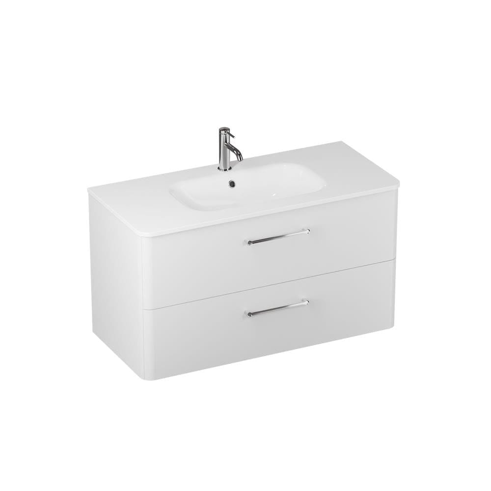 Britton Wall Mounted Vanity Unit Frosted White / 1 Tap Hole Basin / Chrome Britton Camberwell Wall Mounted 1000mm Vanity Unit with Basin or Worktop