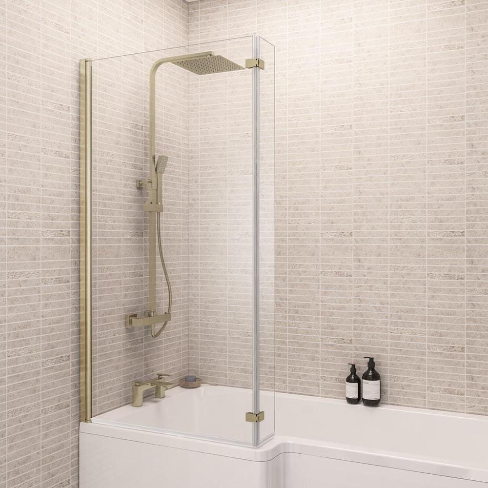 Eastbrook Bath Screen Brushed Brass / Left Handed Eastbrook L Shaped Bath Screen