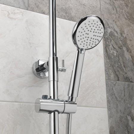 Sagittarius Exposed Shower Set Sagittarius Aurora Deluxe Exposed Shower Valve with Fixed Head, Riser and Handset in Chrome