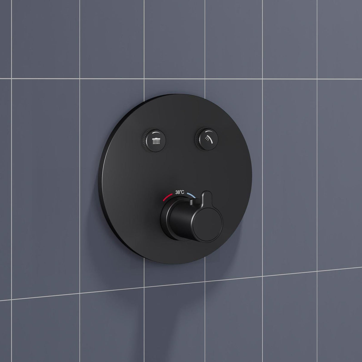 Flova Concealed Shower Valve Matt Black Flova Moonlight Round 2 Outlet GoClick Finishing Set