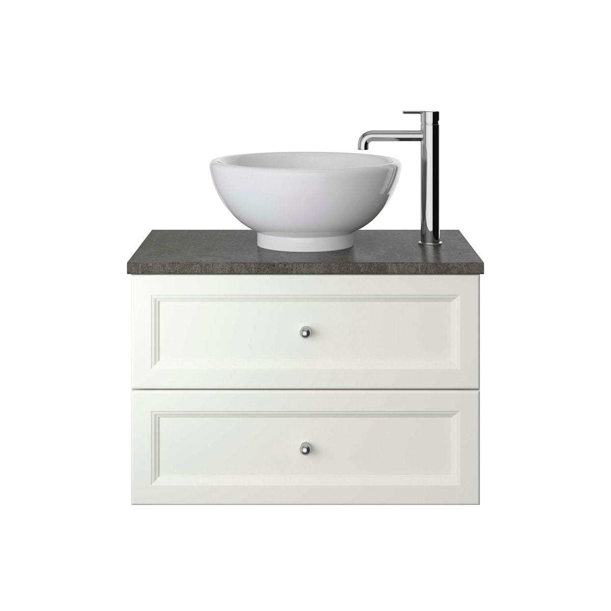 Heritage Wall Mounted Vanity Unit Chantilly / Kirkham Basin - 2 Tap Hole Heritage Caversham Wall Mounted Vanity Unit with Basin or Worktop - 700mm - Two Drawer