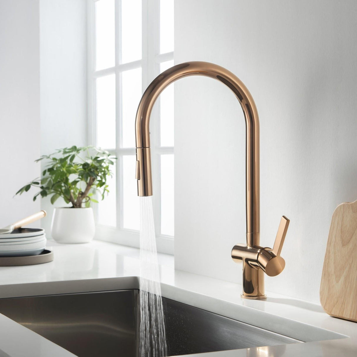 JTP Kitchen Tap Rose Gold JTP VOS Single Lever Pull Out Kitchen Mixer Tap