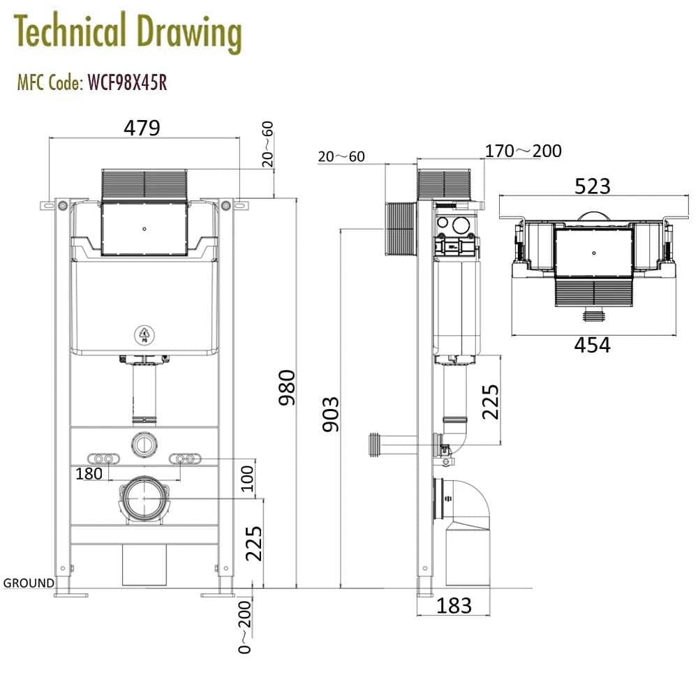 Crosswater Wall Hung WC Frame Crosswater 0.98m Dual Flush WC Support Frame Set with Flush Plate