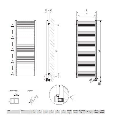Crosswater Ladder Rail Crosswater MPRO Designer Vertical Towel Radiator in Matt White