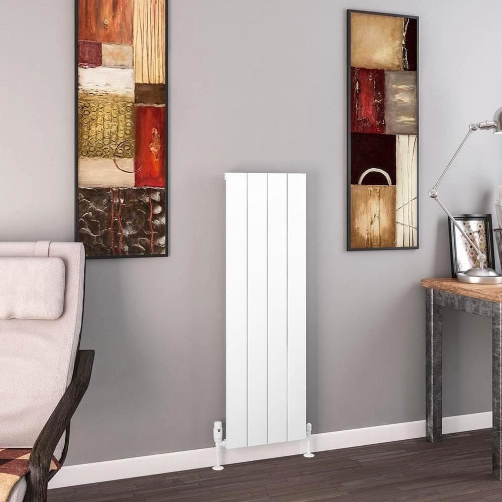 Eastbrook Panel Radiator 1200 x 375 / Dual Fuel Eastbrook Charlton Vertical Aluminium Designer Radiator in Matt White