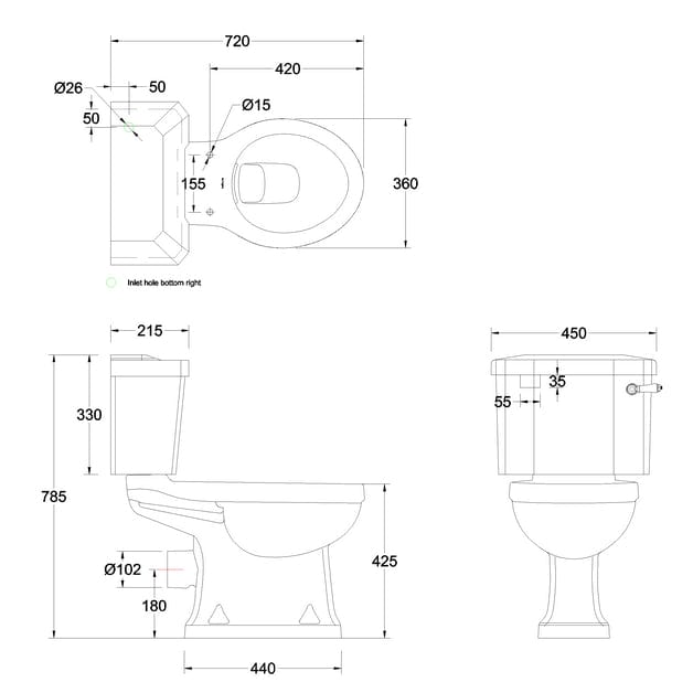Burlington Close Coupled Toilet Burlington Traditional Rimless Close Coupled Toilet