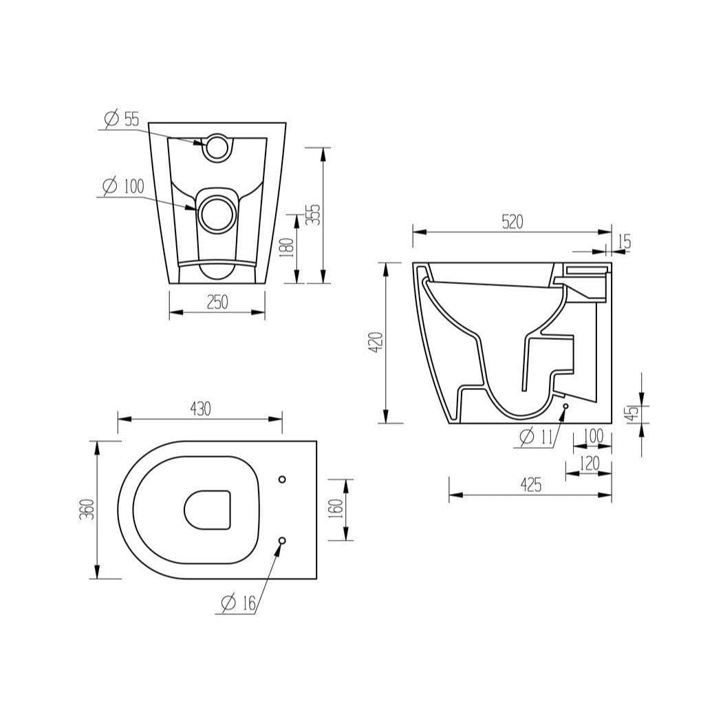 Aquarius Bathrooms Back to Wall Toilet Aquarius Emma Back to Wall Toilet with Soft Close Seat