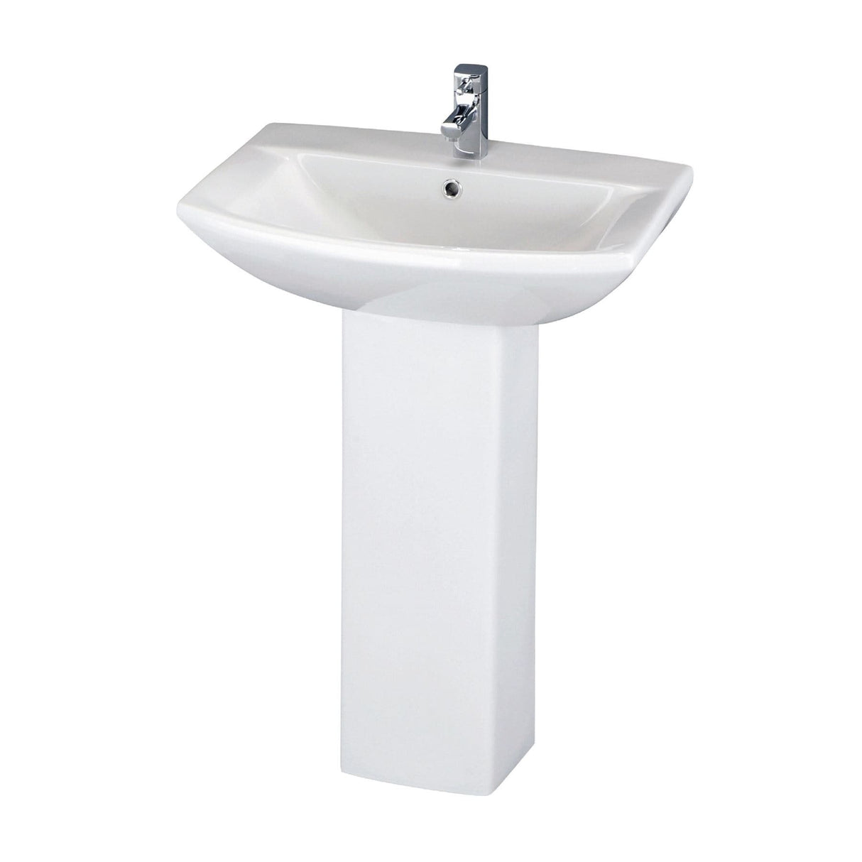Aquarius Bathrooms Pedestal Basin Aquarius Paragon 600mm 1 Tap Hole Basin with Full Pedestal