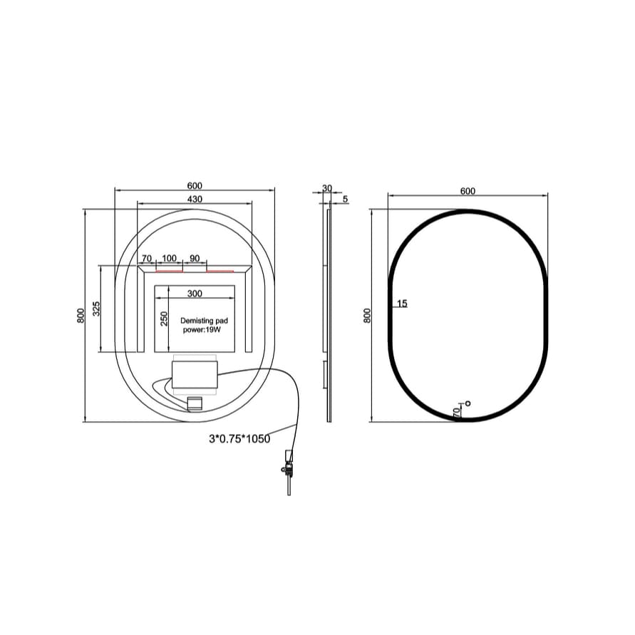 Britton Illuminated Mirror Britton Shoreditch Oblong LED Illuminated Mirror with Demister