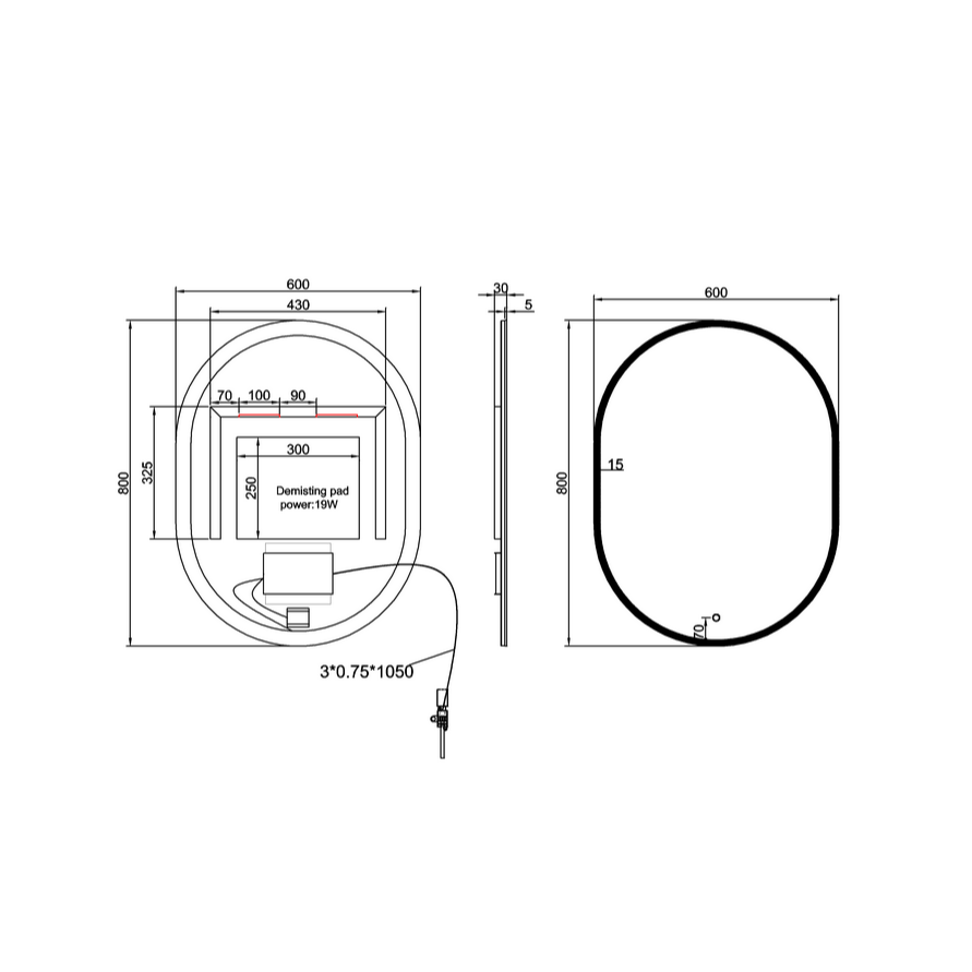 Britton Shoreditch Oblong LED Illuminated Mirror with Demister