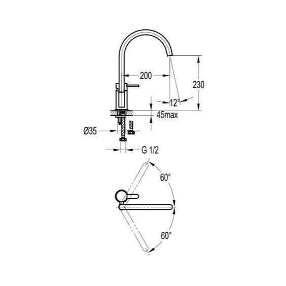 Flova Kitchen Tap Flova Essence Kitchen Mixer Tap with Swivel Spout in Chrome