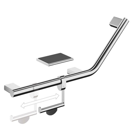 HiB Grab Rail/Bar Right HiB Angled Grab Rail with Toilet Roll Holder & Shelf with Anti-Slip Mat