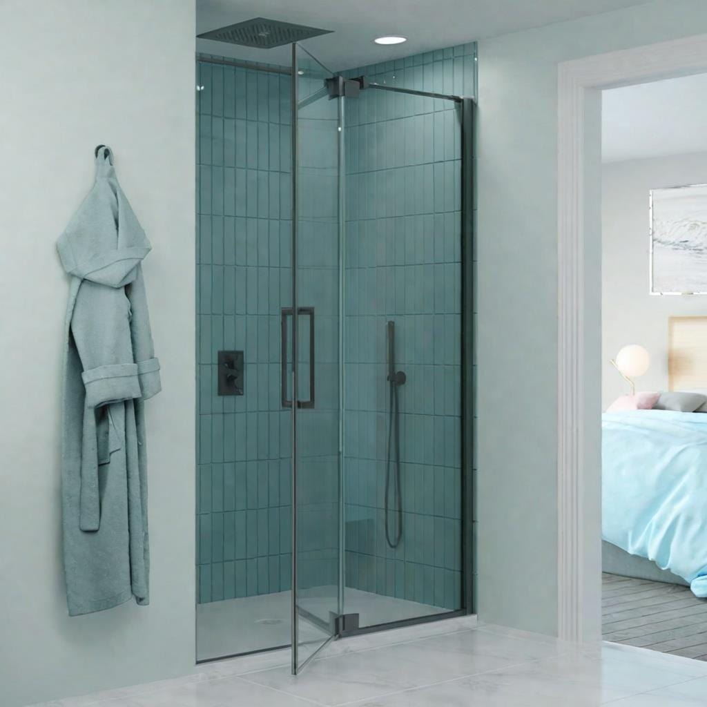 Crosswater Pivot Shower Door Slate / 1200mm Crosswater Optix 10 10 Pivot Shower Door with Inline Panel