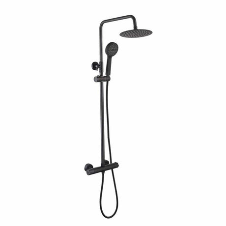 Aquarius Exposed Shower Set Matt Black Aquarius RainLux Eco Round Adjustable Exposed Bar Shower System