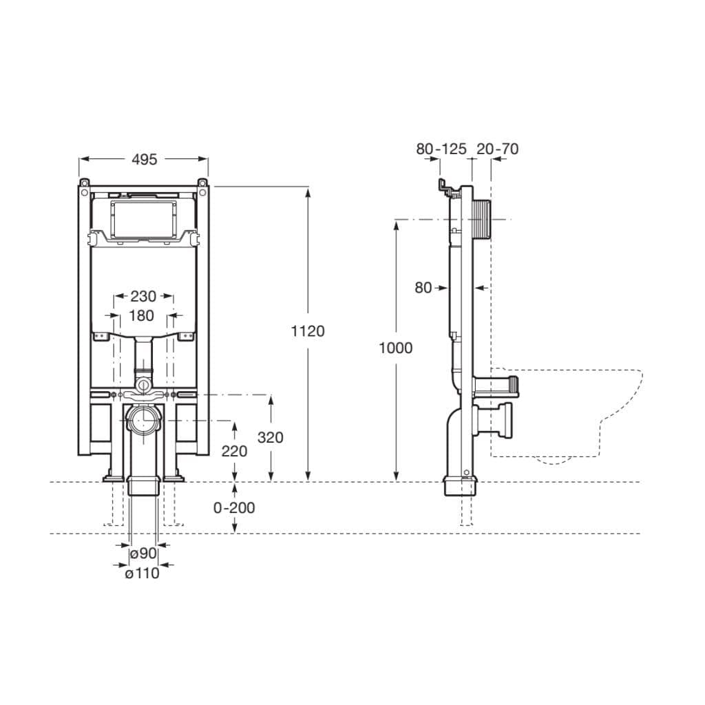 ROCA Wall Hung WC Frame ROCA Duplo One Compact Wall Hung Frame and Cistern