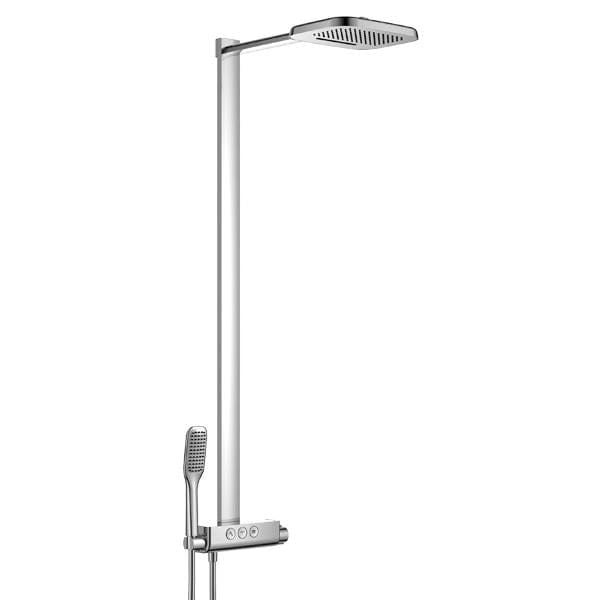 Flova Exposed Shower Set Flova Fusion GoClick Thermostatic Shower Valve Set with Riser, Rainshower Head and Shower Handset