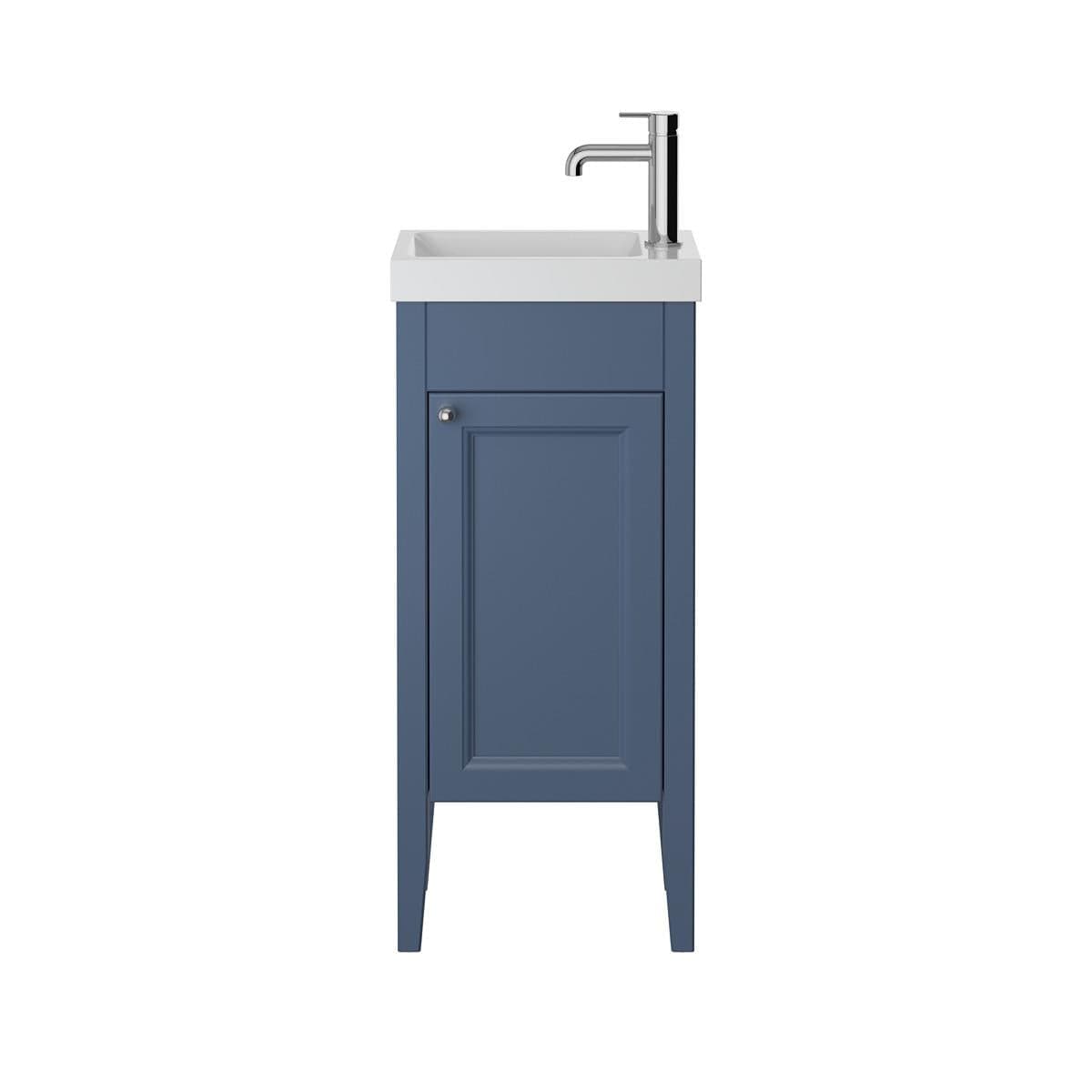 Heritage Cloakroom Vanity Unit Maritime Blue Heritage Caversham 400mm Floor Standing Cloakroom Unit with 1 Tap Hole Basin
