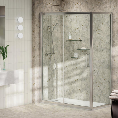 Aquarius Shower Door Silver / 1000mm Aquarius Pluvia 6mm Shower Door Side Panel