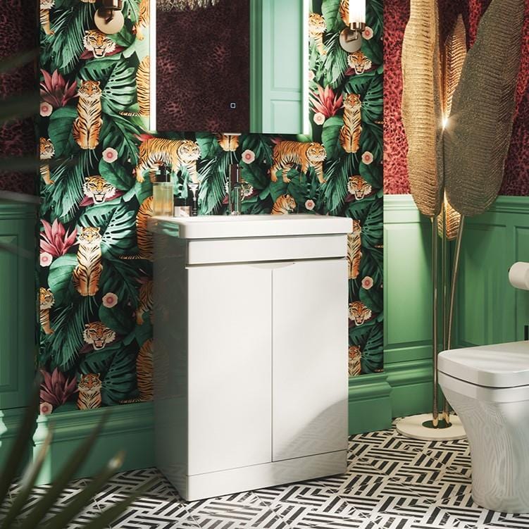 Saneux Floor Vanity Standing Unit Saneux Indigo Vanity Unit With Basin - 500 x 400mm - Two Door - Floor Standing