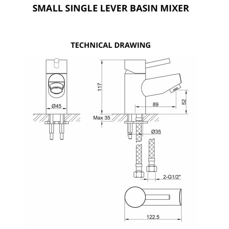 Imex Cloakroom Tap Imex Arco Mini Mono Basin Mixer Tap with Universal Waste in Chrome