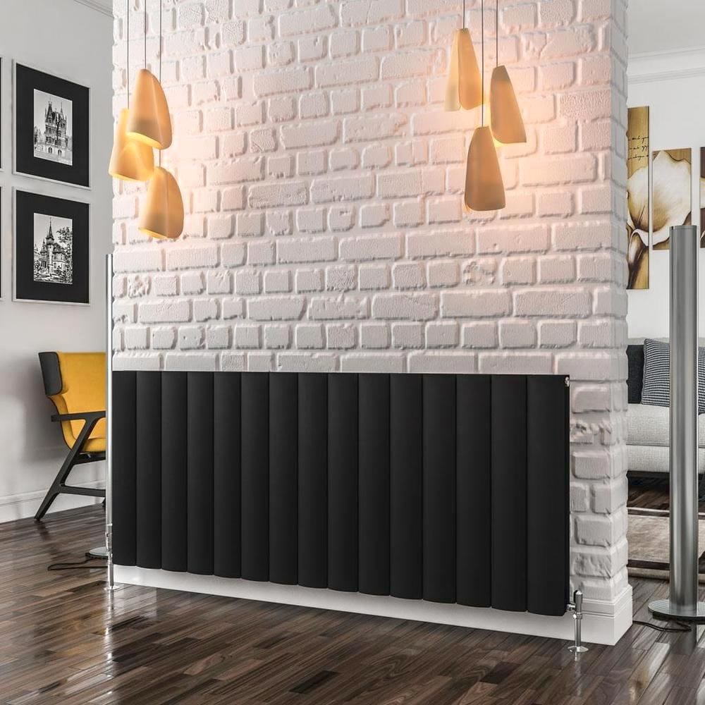 Eastbrook Panel Radiator 600 x 1420 / Dual Fuel Eastbrook Guardia Straight Horizontal Aluminium in Matt Black