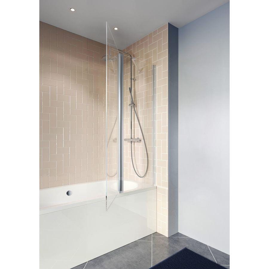 Crosswater Bath Screen Crosswater Clear 6 Double Panel Bath Screen - 1150mm - Silver