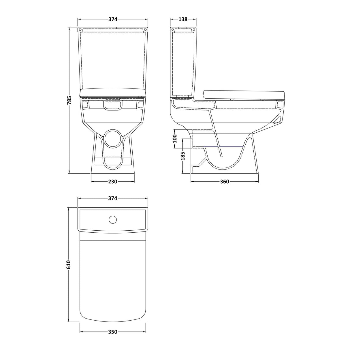 Aquarius Squared Close Coupled Toilet with Soft Close Seat